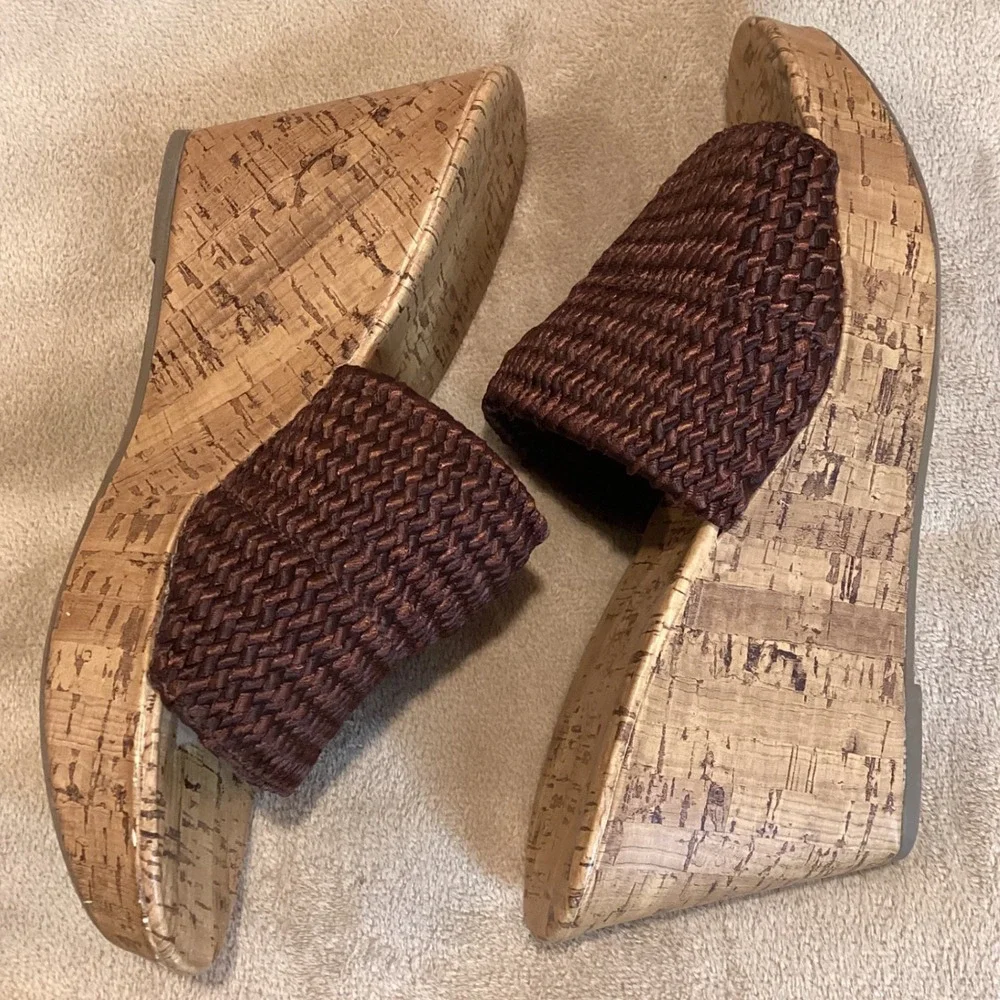 MONTEGO BAY Wedge Sandals, Stretch Upper, Metallic Brown/Copper, Size US 9/EU 40